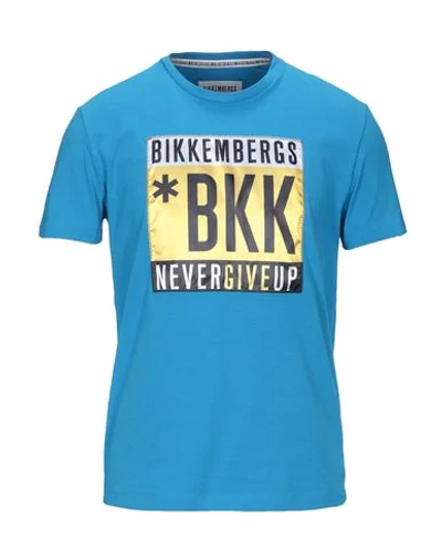 Shop Bikkembergs Man T-shirt Azure Size S Cotton, Elastane In Blue