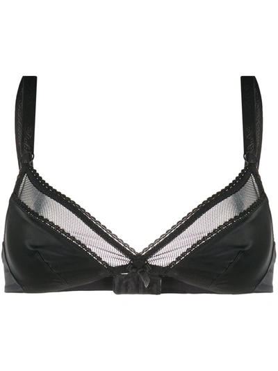 Shop Dolce & Gabbana Sheer-panel Bow-detail Bra In Black