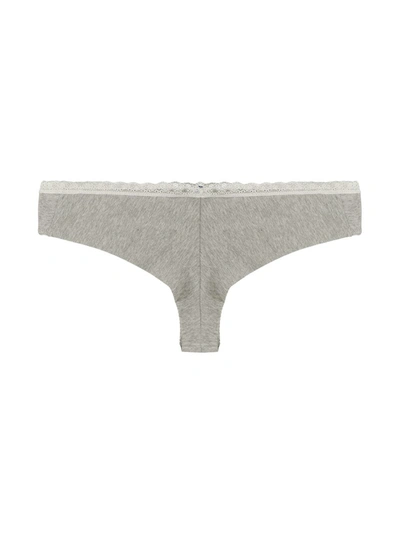 Shop Blumarine Lace-embroidered Thong In Grey