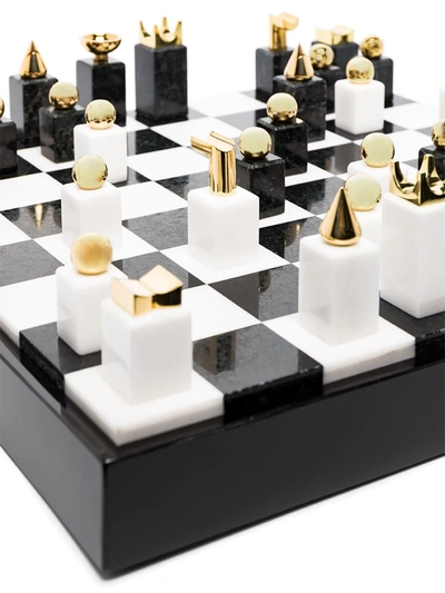 L'OBJET Gold-plated brass, wood and marble chess set