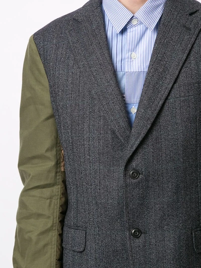 Shop Junya Watanabe Reconstructed Single Breasted Jacket In Grey
