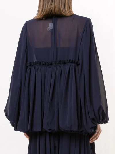 Shop Comme Des Garçons Ruffle-trimmed Panelled Blouse In Blue