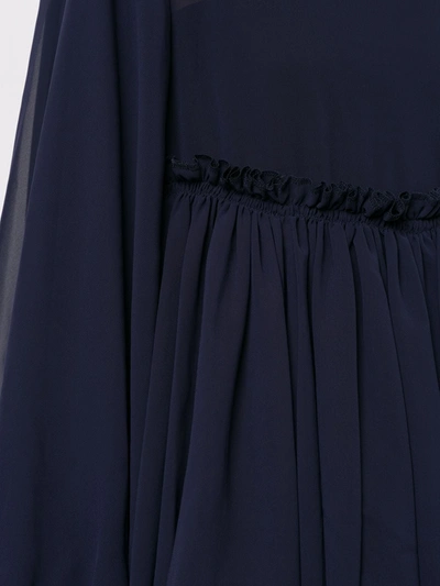 Shop Comme Des Garçons Ruffle-trimmed Panelled Blouse In Blue