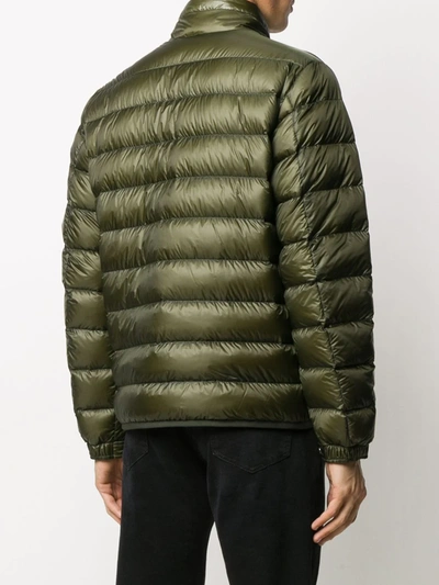 Shop Moncler Tricolour-trim Padded Jacket In Green