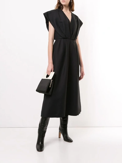 Shop Co Short Sleeve V-neck Dress In Black
