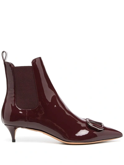 Shop Valentino Vlogo Pointed Toe Ankle Boots In Purple