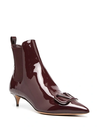 Shop Valentino Vlogo Pointed Toe Ankle Boots In Purple