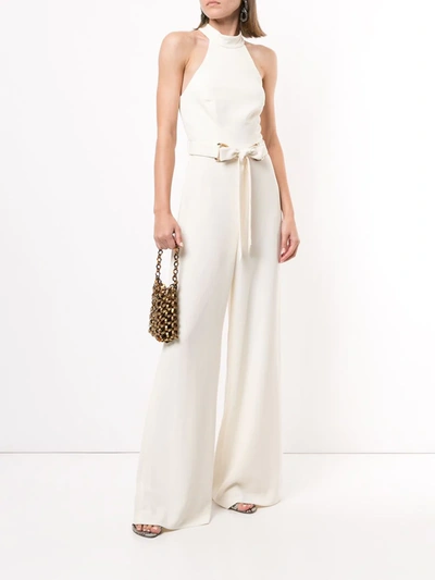 Shop Zimmermann Halterneck Belted Jumpsuit In White