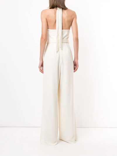 Shop Zimmermann Halterneck Belted Jumpsuit In White