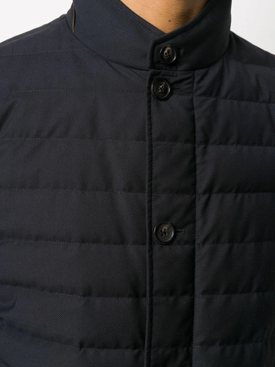 Shop Ermenegildo Zegna Quilted Buttoned Jacket In Blue