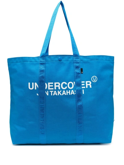 Shop Undercover Large Logo Tote Bag In Blue