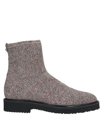 Shop Giuseppe Zanotti Woman Ankle Boots Light Grey Size 7.5 Textile Fibers