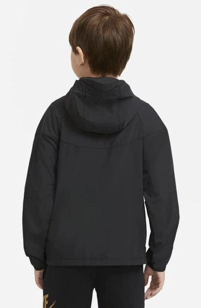 Shop Nike Kids' Sportswear Windrunner Jacket (big Boy) In Black/ Metallic Gold