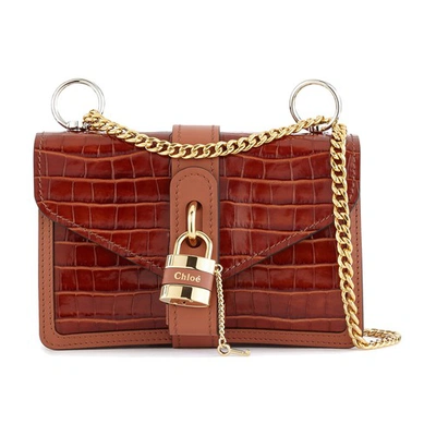 Shop Chloé Aby Chain Shoulder Bag In Chestnut Brown