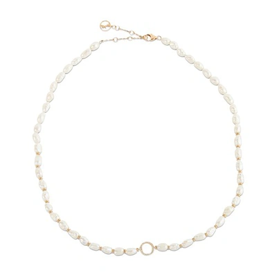 Shop Anissa Kermiche Pearl Chain Necklace In White Gold