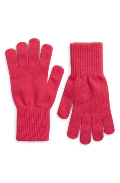 Shop Trouve Nordstrom Knit Gloves In Pink Rouge