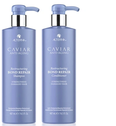 Shop Alterna Caviar Anti-ageing Restructuring Bond Repair Shampoo And Conditioner 16.5 oz (worth $132)