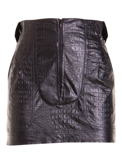 Shop Amen Croco Print Faux Leather Skirt In Black