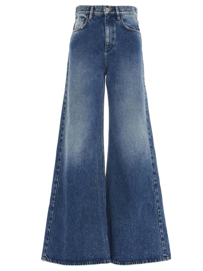 Shop Attico Faded Flared Jeans In Blue