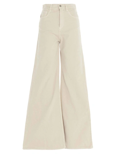 Shop Attico Flared Jeans In Ivory Color In Beige