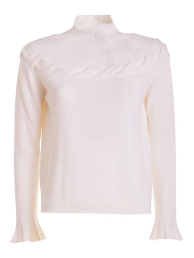 Shop Blumarine Wool-cashmere Blend Jumper In White