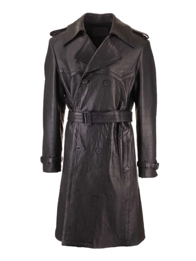 Shop Givenchy Leather Trench Coat In Black
