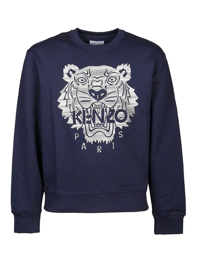 Shop Kenzo Printed Cotton Sweatshirt In Blue