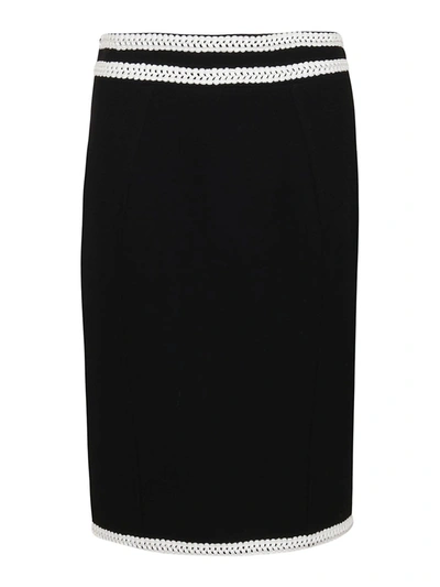 Shop Moschino Passementerie Detail Skirt In Black