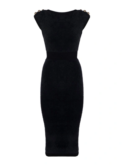 Shop Balmain Fine Knitted Dress In Black