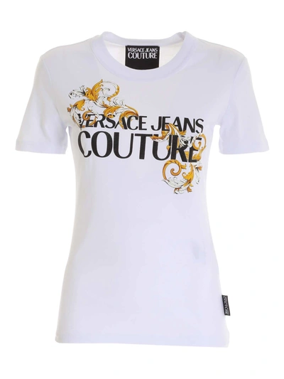 Shop Versace Jeans Couture Baroque Logo T-shirt In White
