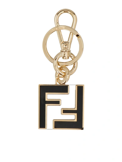 Shop Fendi Ff Keyring In Gold Galvanic In Black