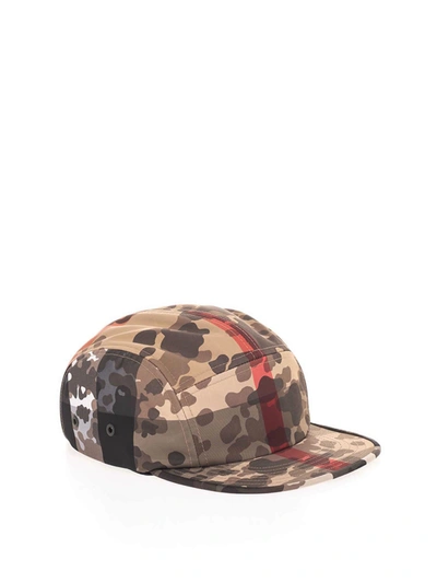 Shop Burberry Camouflage Check Hat In Beige