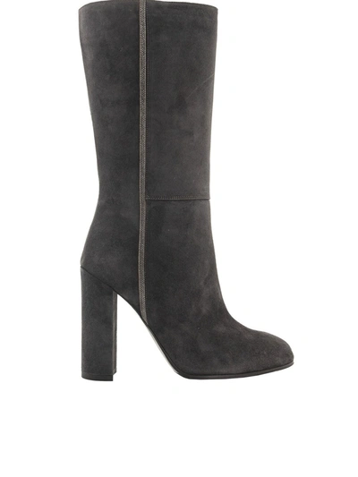 Shop Fabiana Filippi Dora Embellished Boots In Grey