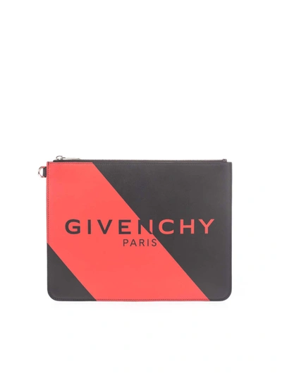 Shop Givenchy Branded Clutch In Black And Red