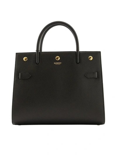 Shop Burberry Grainy Leather Bag In Black