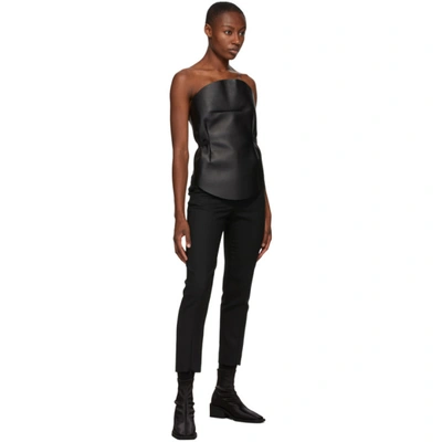 Shop Mm6 Maison Margiela Black Leather Circle Tank Top In 900 Black