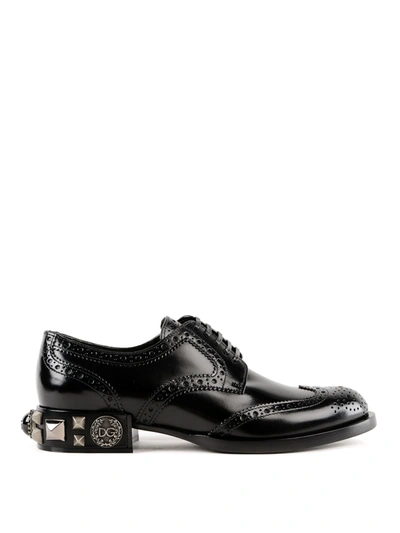 Shop Dolce & Gabbana Studden Heel Brogue Shoes In Black