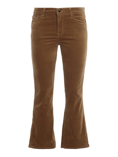 Shop J Brand Selena Bootcut Velvet Trousers In Light Brown