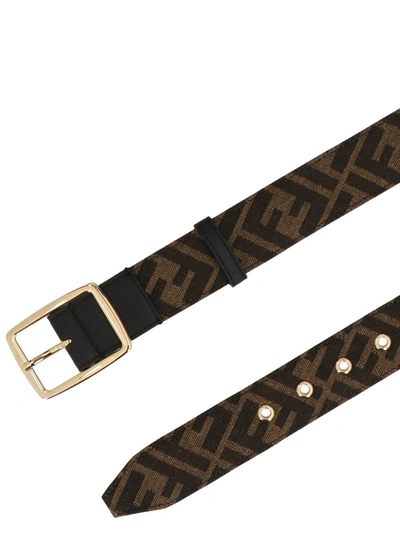 Shop Fendi Ff Belt In Brown And Black