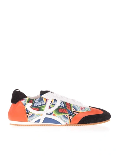 Shop Loewe Abstract Print And L Monogram Sneakers In Multicolour