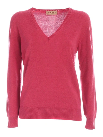 Shop Kangra Cashmere Mohair Wool Blend V-neck Jumper In Pink