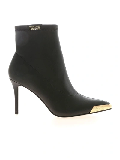 Shop Versace Jeans Couture Branded Detail Pointed Ankle Boots In Black