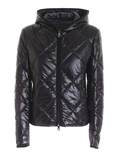 Shop Fay Quilted Down Jacket With Hood In Black