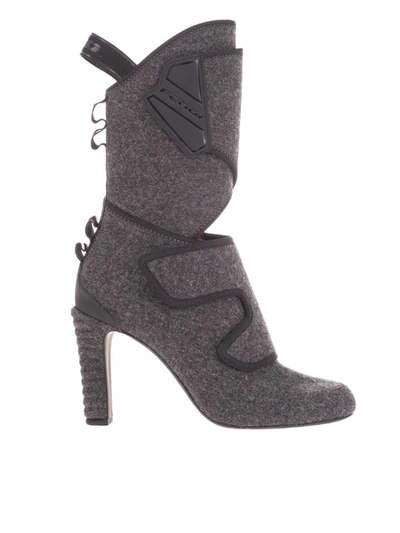 Shop Fendi Promenade Ankle Boots In Anthracite Color In Grey