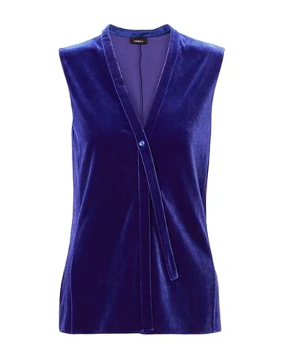 Shop Akris Woman Cardigan Blue Size 10 Polyester, Elastane, Mulberry Silk