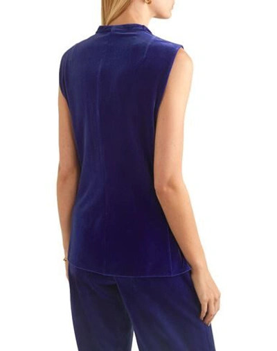 Shop Akris Woman Cardigan Blue Size 10 Polyester, Elastane, Mulberry Silk