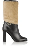 BURBERRY Shearling-Paneled Leather Boots
