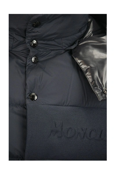 Shop Moncler Down Jacket Aubrac In Blue/black