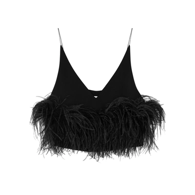 Shop 16arlington Poppy Feather-trimmed Top In Black