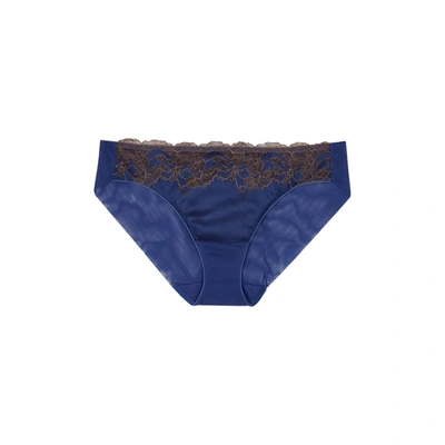 Shop Wacoal Lace Affair Navy Tulle Briefs In Blue